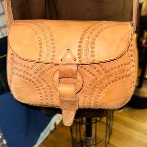 VTG Tooled Leather purse crossbody BOHO HIPPIE festival handmade